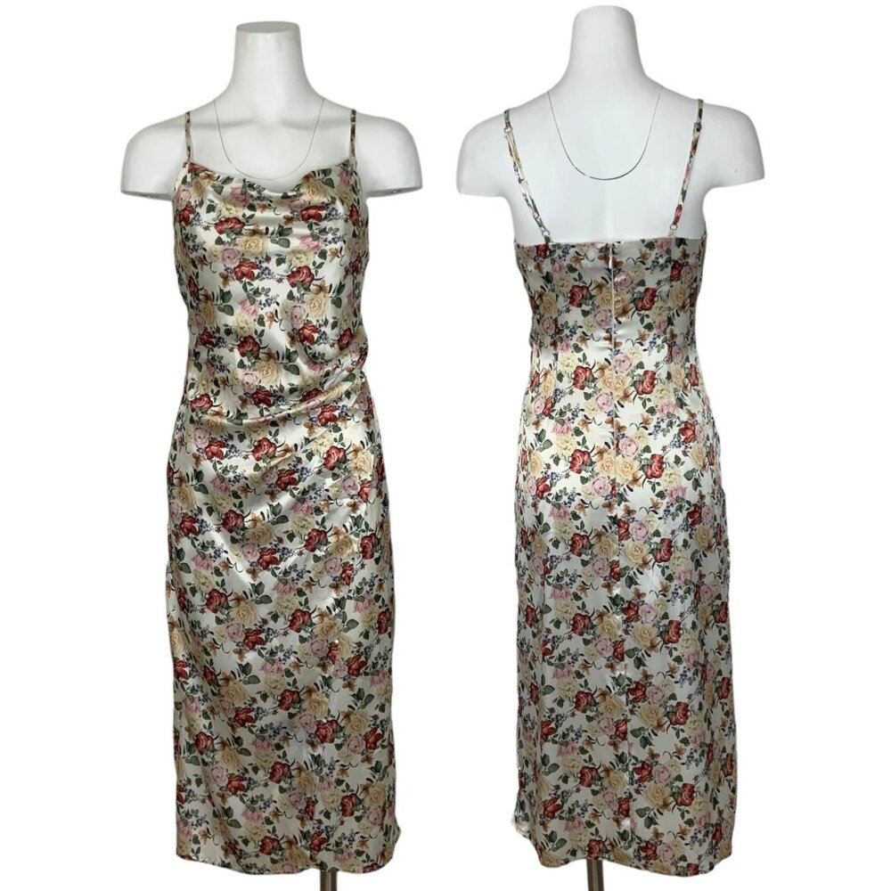 Nichole Lynel Slip Dress S Floral Midi Ruched